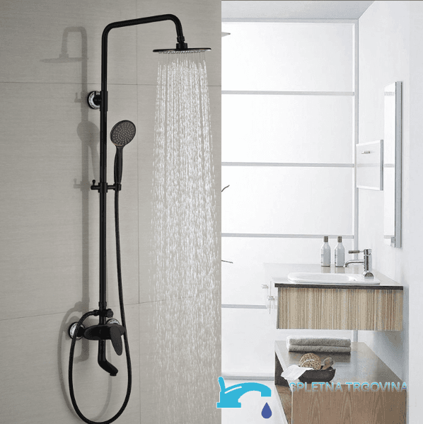 Sistema doccia esterno EYN NTC79887 nero opaco con LED e getti multipli