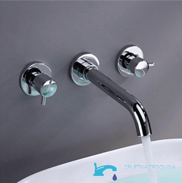 Rubinetto a parete per lavabo EYN SU2321 in ottone cromato con LED