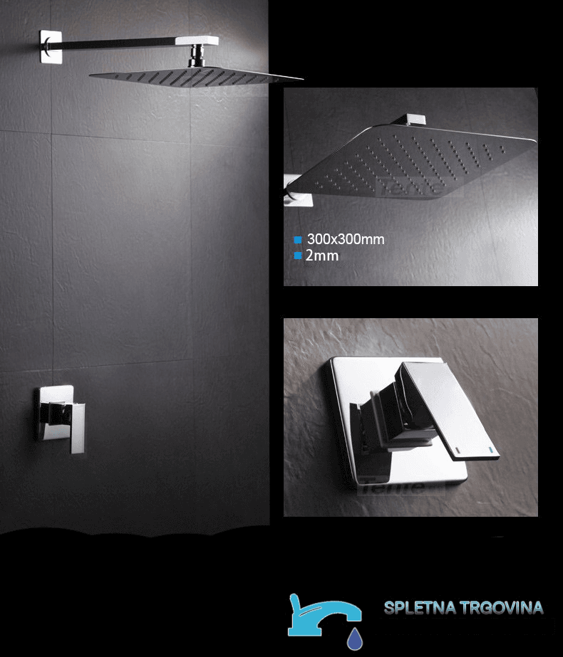 Pannello doccia da incasso EYN PT23979 in ottone cromato con LED