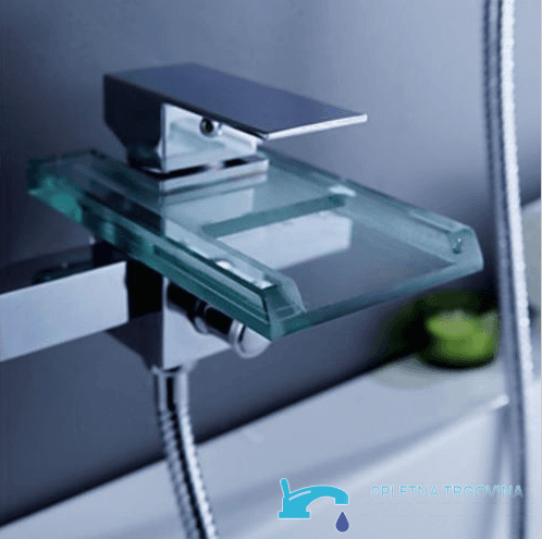 Miscelatore per vasca a parete EYN SAK7236 con cascata in vetro, LED e finiture multiple