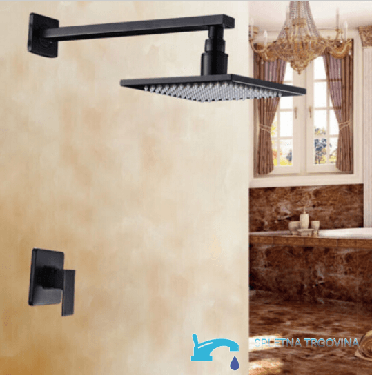 Sistema doccia da incasso EYN PT79456 con LED e getto a pioggia, nero opaco e dorato