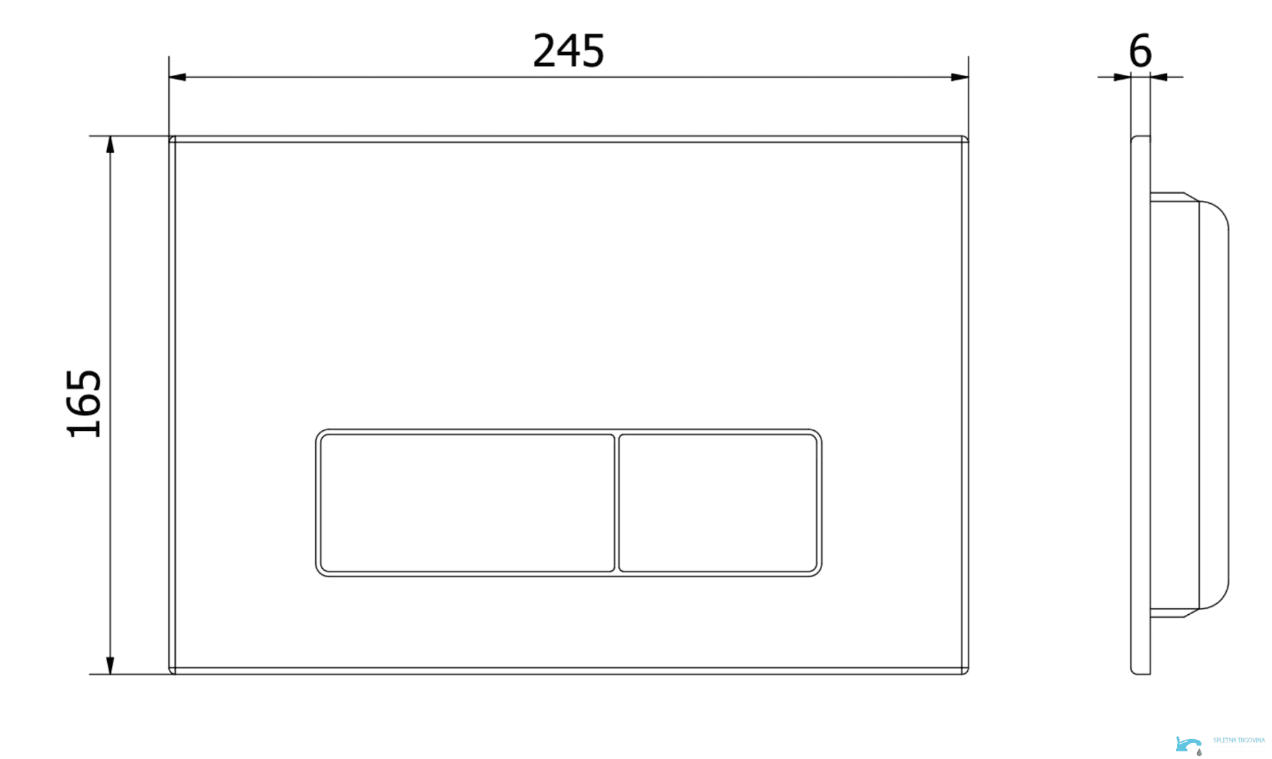 Placca di comando WC EYN BW1737 compatibile con sistema Geberit, nero opaco