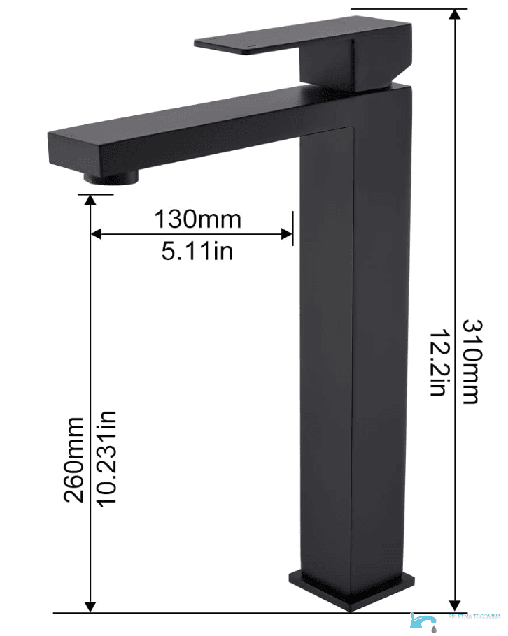 Rubinetto da bagno EYN BC1320 freestanding nero opaco, disponibile in più altezze