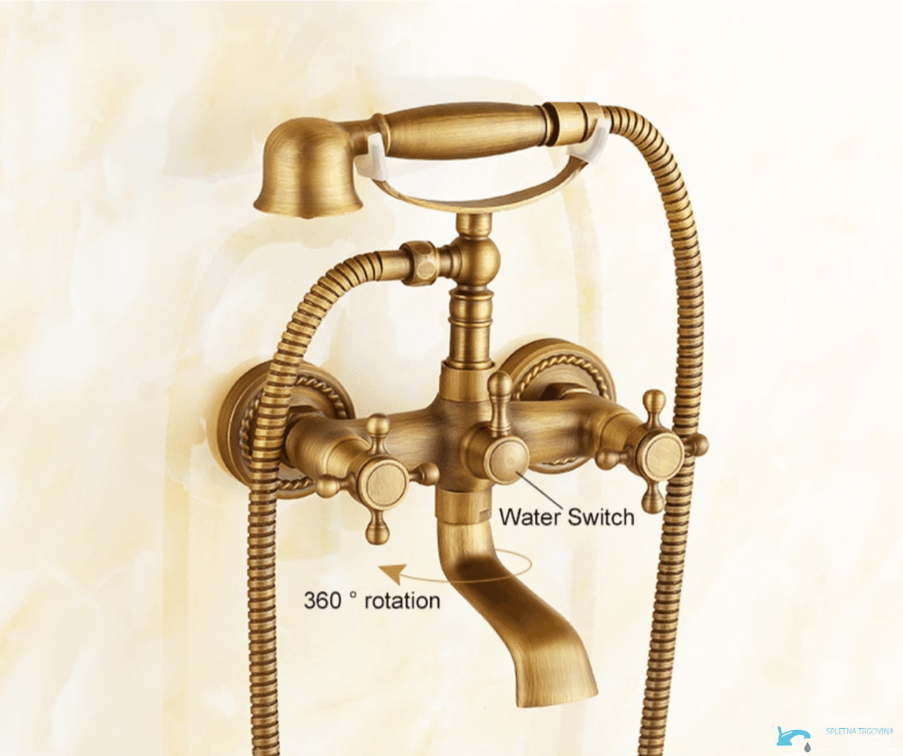 Rubinetto per vasca EYN KAQ1305 con bocca girevole e doccetta, disponibile in più finiture cromatiche