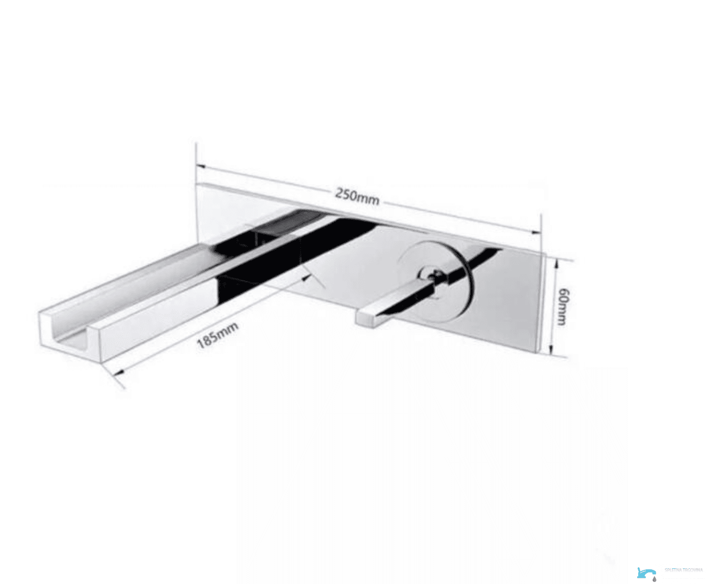Rubinetto da bagno a parete EYN WLED1454 con LED e bocca a cascata, in più finiture tra cui cromo e nero opaco