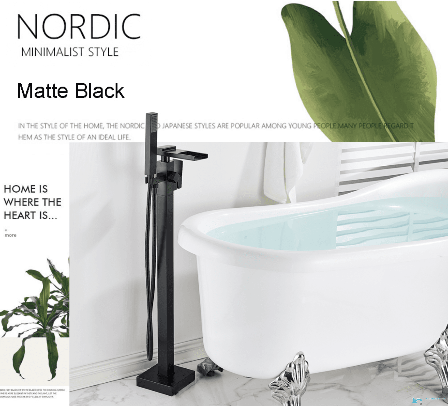 Miscelatore a pavimento per vasca SB1720 con erogazione a cascata e LED, in più finiture