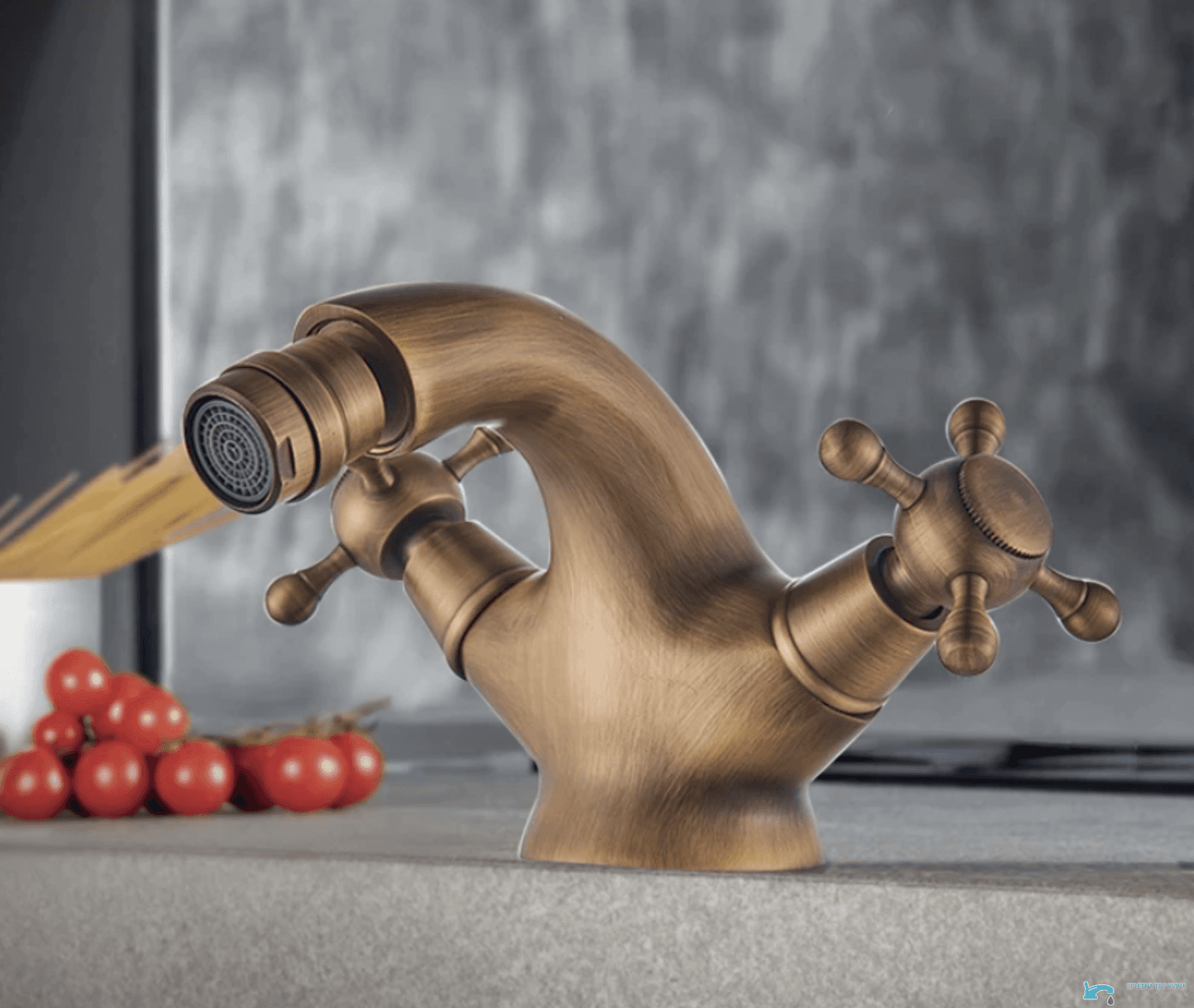Rubinetto per bidet EYN AQB1144 in bronzo antico con bocca girevole