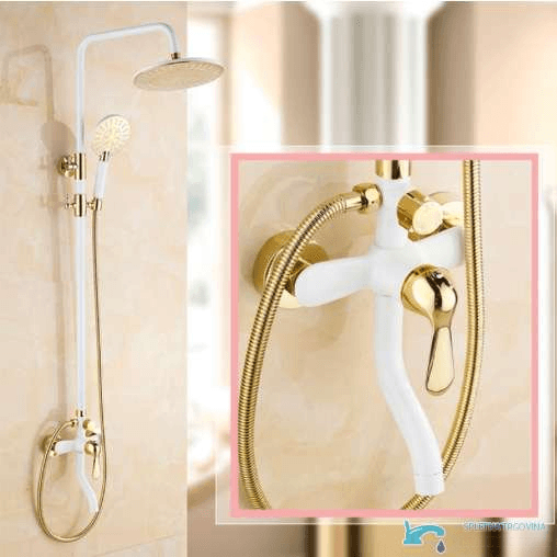 Pannello doccia esterno EYN TAB1511 in bianco lucido e oro lucido