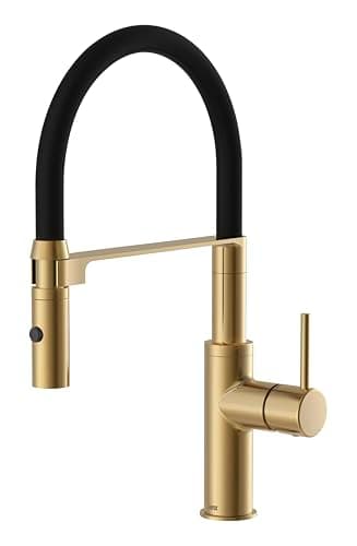 Lenz NALU 46070241 Kitchen Tap in Gold - Flexible Dish Rinser with 2 Jet Types - Two-Stage Water-Saving Function - Anti-Fingerprint Surface and Mounting from Above