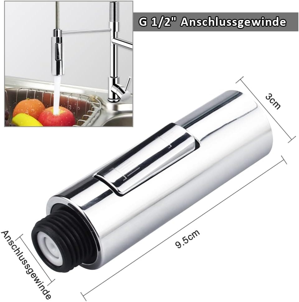 Dimensioni del soffione EYN KFH1152 a due modalità: 9,5 × 3 cm e raccordo G-1/2