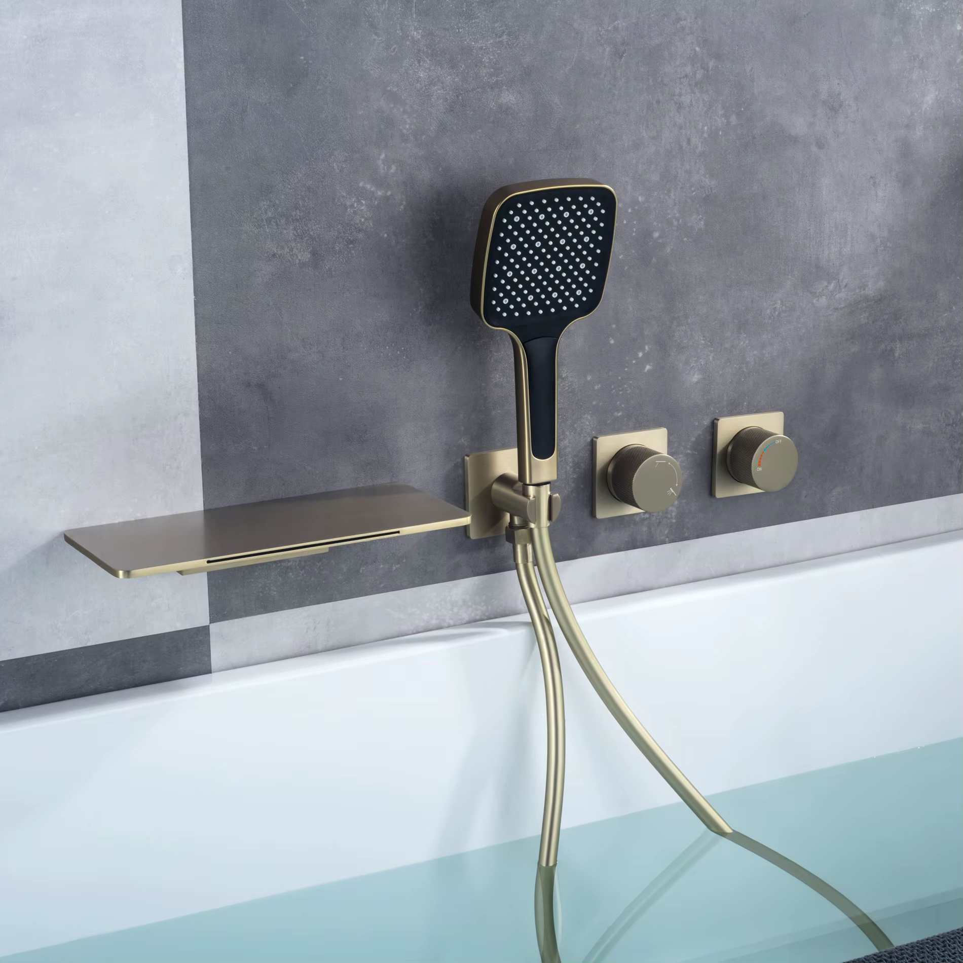 Rubinetto da vasca ELITE EDITION BSC1669 a incasso con LED e bocca a cascata, disponibile in più finiture