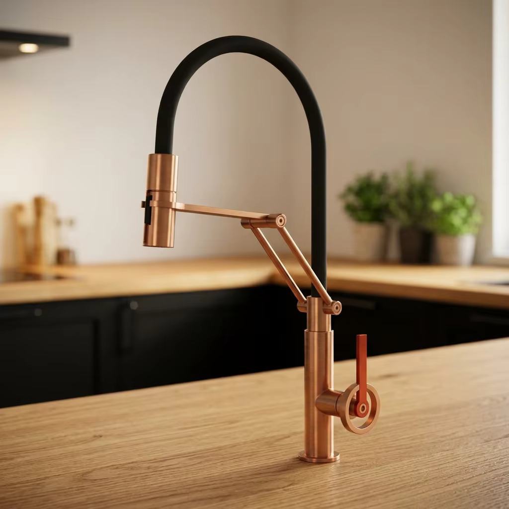 Modern Single Handle Stainless Steel Kitchen Faucet With Double Spout Deck Mounted Pull Out Spray-chrome Plated