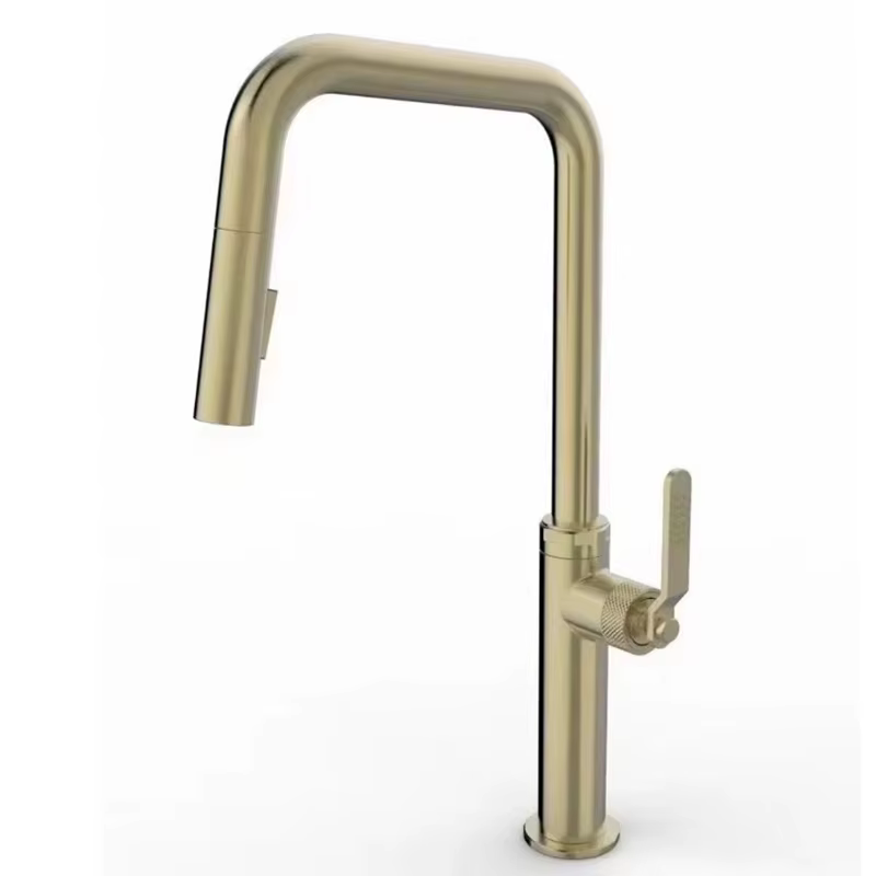 Rubinetto da cucina estraibile moderno in acciaio inox 304 ELITE EDITION KF1692 oro spazzolato