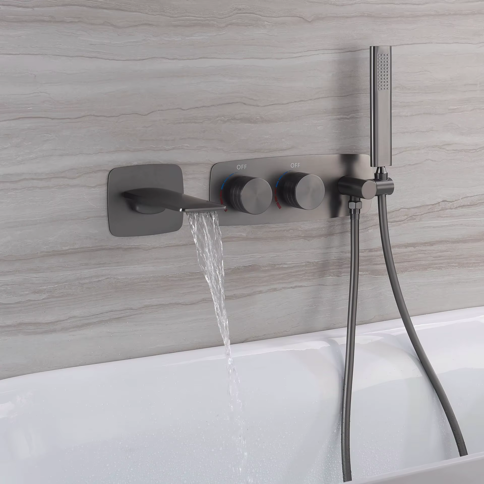 All-copper Concealed Bathtub Faucet In-wall Tub Edge Shower Concealed Installation Homestay Bathroom Hot And Cold Shower Faucet