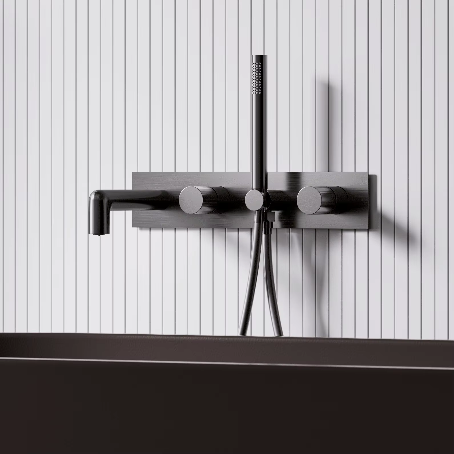 Brushed Silver Nickel Gun Gray Concealed Embedded Wall-mounted Bathtub Faucet All Copper Hot And Cold Embedded Hidden Shower