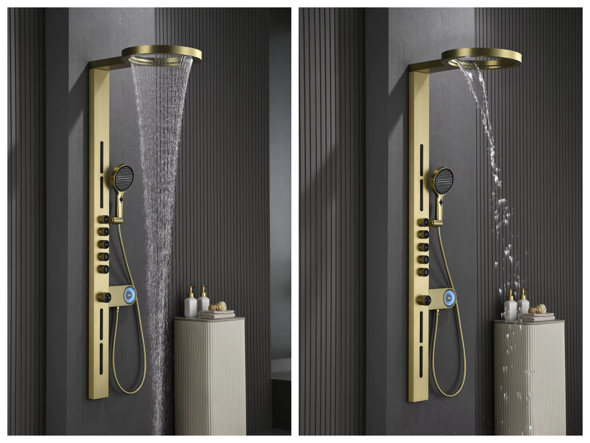 Pannello doccia ELITE EDITION BSW1726 in ottone con display digitale, due funzioni e più finiture, dal nero opaco all’oro