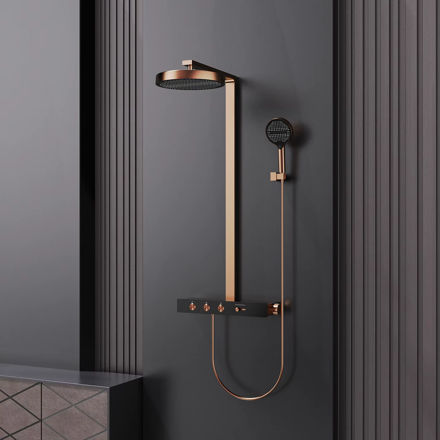 Sistema doccia termostatico a parete ELITE EDITION BSW1727 in ottone, disponibile in più finiture