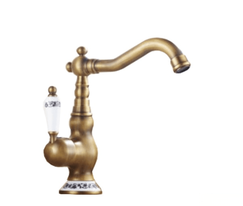 Rubinetto alto AQ1129 con elementi in ceramica e finitura ottone anticato