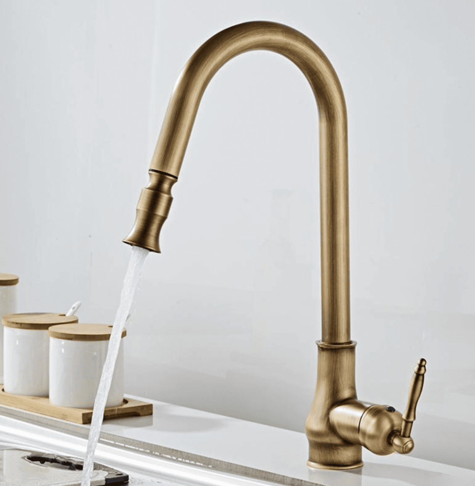 Rubinetto da cucina antico EYN AQ1343 in ottone anticato spazzolato
