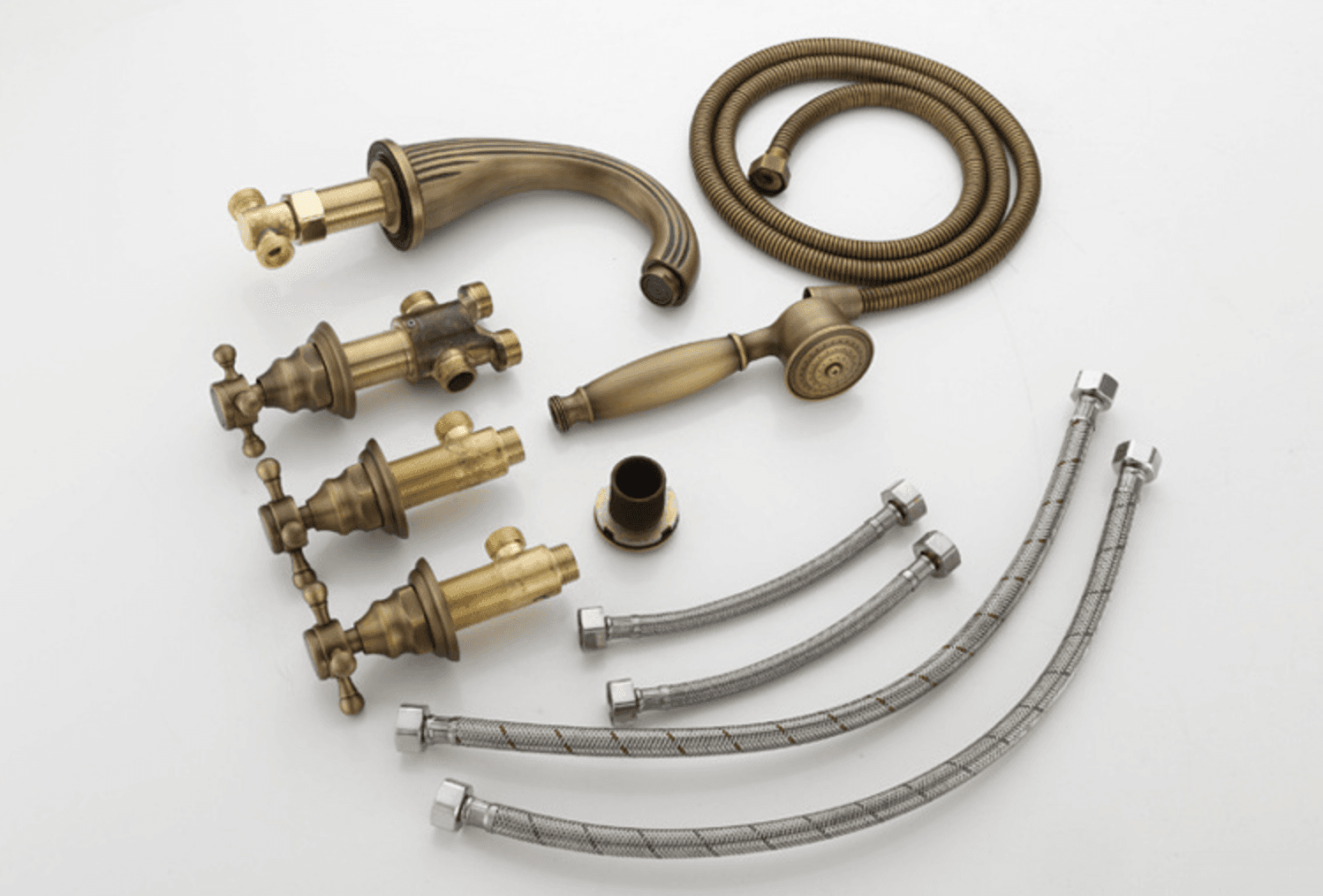 Rubinetteria antica da piano AQM1137 – set con doccetta e tubi di collegamento
