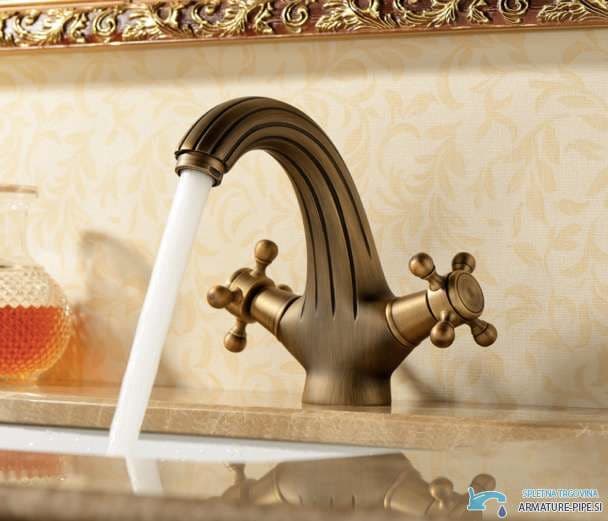 Rubinetto lavabo rétro AT1456 in bronzo spazzolato