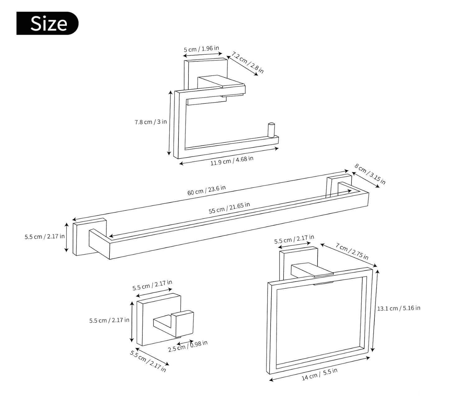 Set di accessori da bagno a parete EYN BA1214 in acciaio inox oro spazzolato