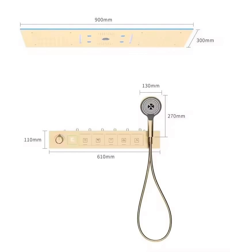 Sistema doccia termostatico a incasso ELITE EDITION BCS1045 a 6 funzioni, in argento satinato e altre varianti di colore