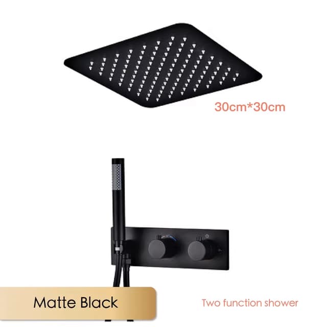 Sistema doccia da incasso ELITE EDITION BCS1499-1 termostatico con LED e cascata, in diverse finiture tra cui oro spazzolato e nero opaco