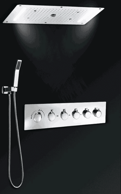 Sistema doccia a incasso ELITE EDITION BCS1557 termostatico con LED, getto a cascata e idromassaggio, nero e nero opaco — vista 28