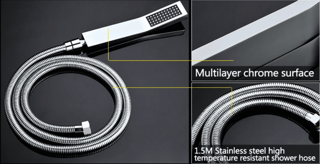 Sistema doccia a incasso ELITE EDITION BCS1557 termostatico con LED, getto a cascata e idromassaggio, nero e nero opaco