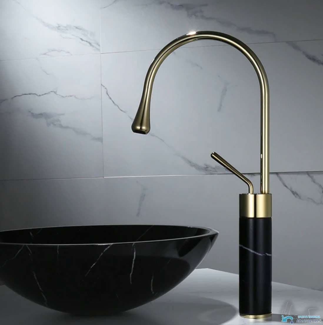 Miscelatore per lavabo EYN BF0954 da piano in ottone con bocca girevole, in più finiture tra cui oro spazzolato e nero