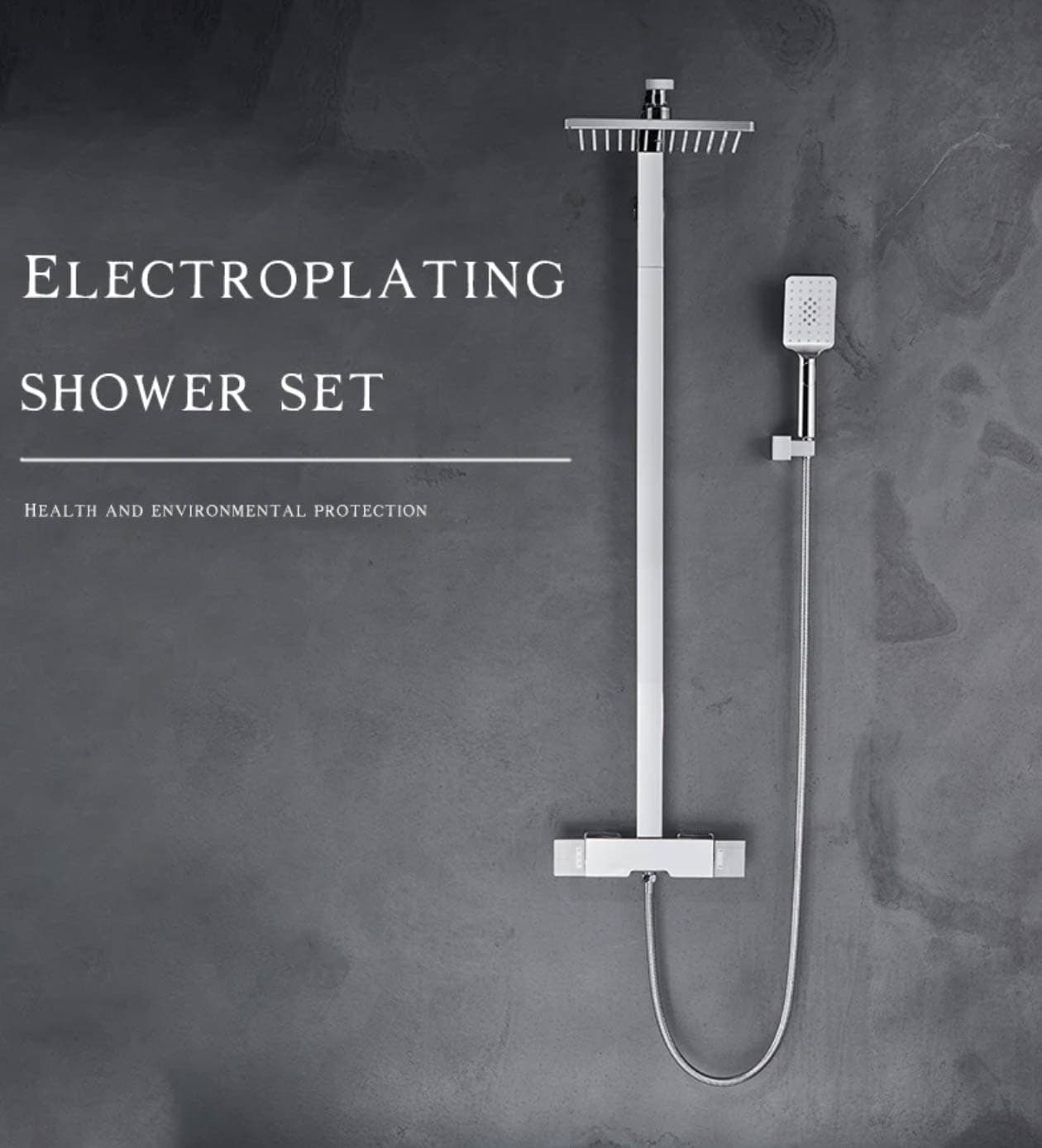 Sistema doccia esterno di lusso ELITE EDITION BSE1419 in bagno su una parete scura
