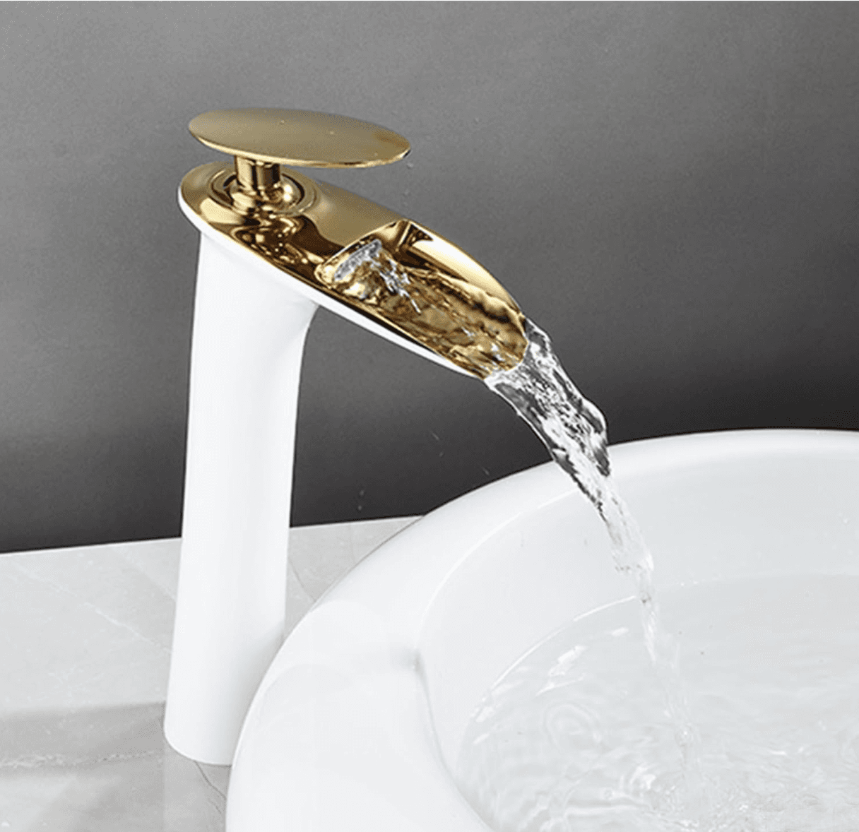 Rubinetto lavabo di lusso BSH1235 bianco e oro lucido