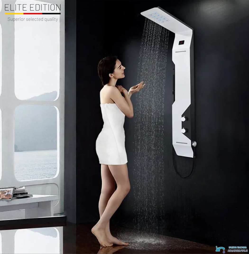 Pannello doccia ELITE EDITION DELUX BSP1412 bianco opaco con dettagli neri