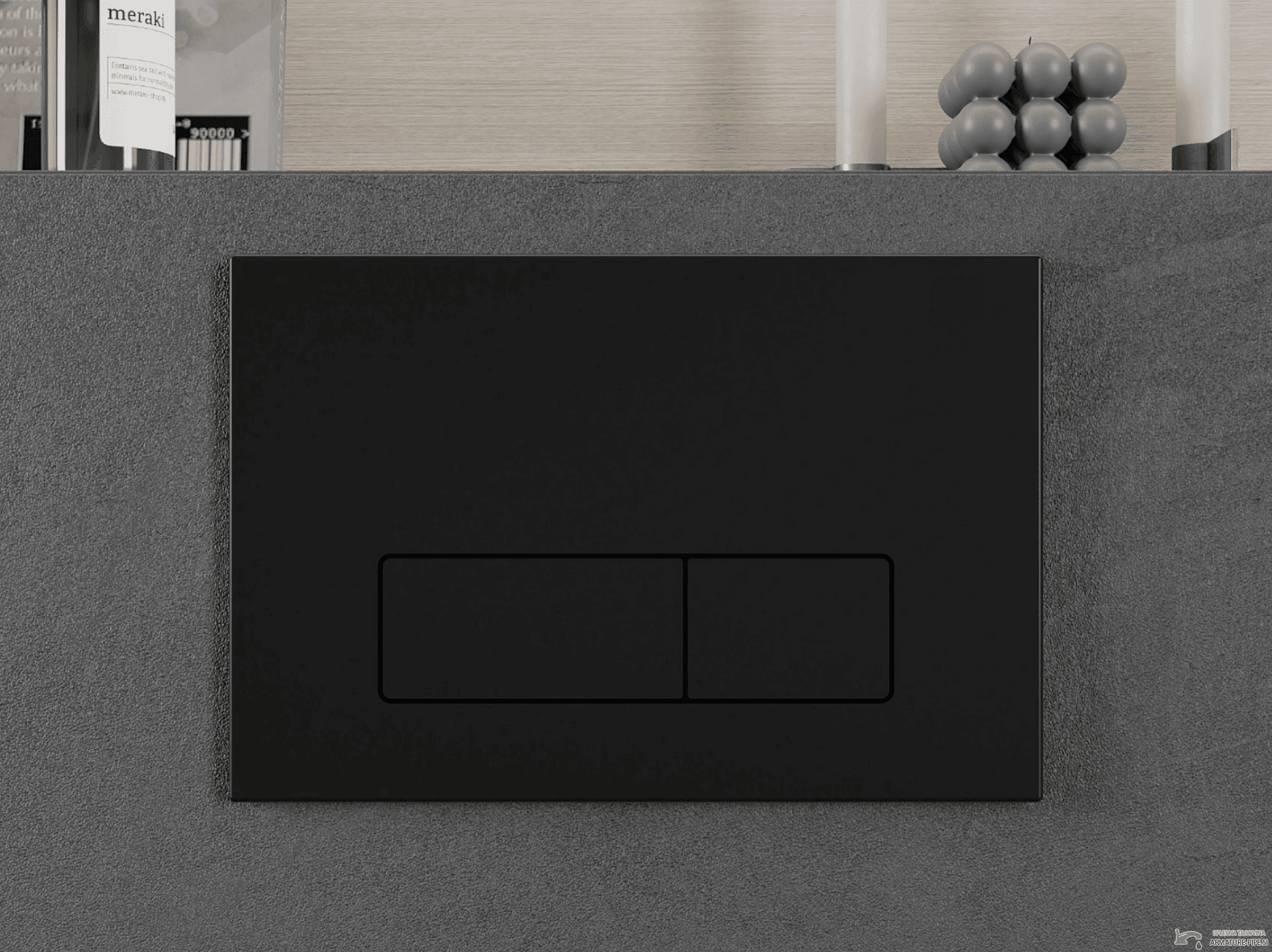 Placca BW1737 installata su una parete del bagno grigio scuro