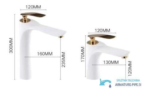 Specifiche del miscelatore da bagno da appoggio EYN BZ2224: altezze 300 e 170 mm