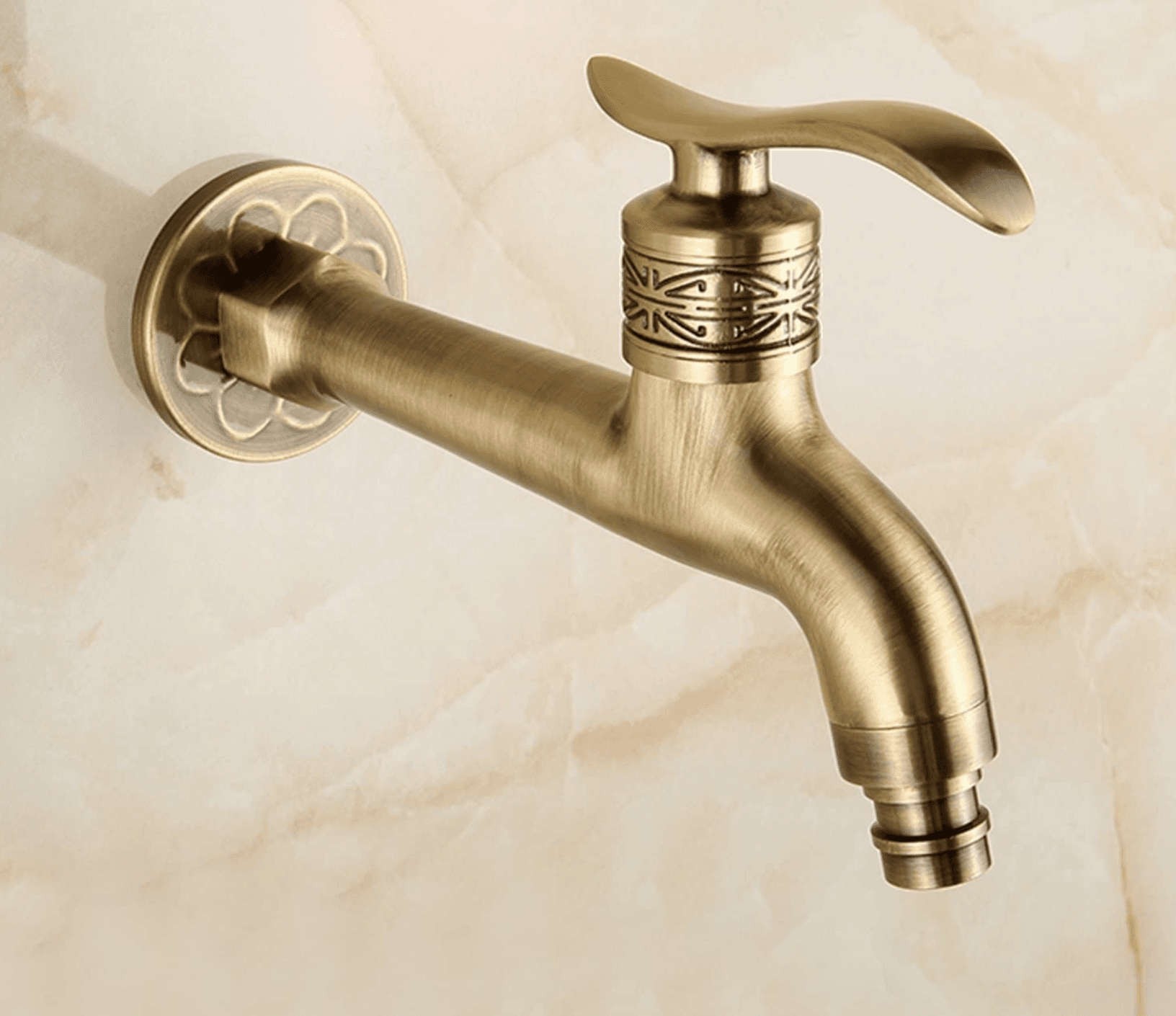 Rubinetto rustico a parete CW1347 per giardino o sanitari in ottone anticato spazzolato