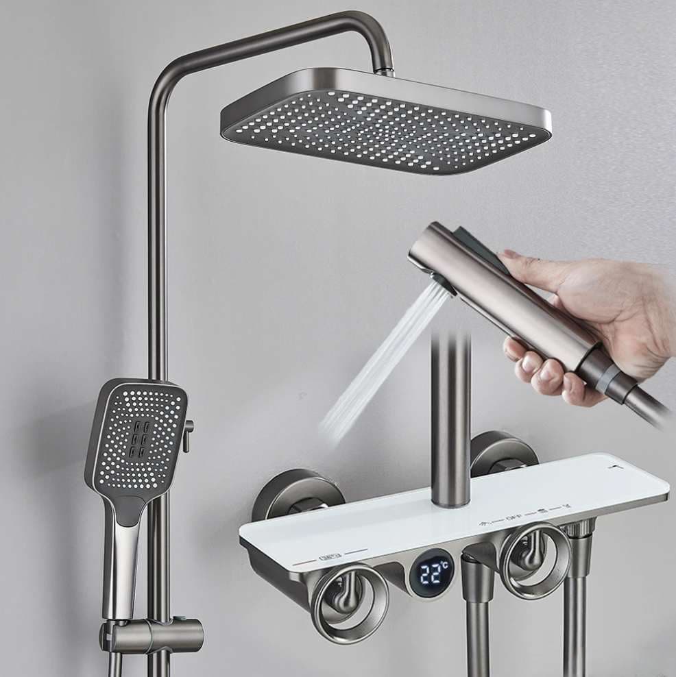Sistema doccia esterno ELT1104 termostatico digitale a 4 uscite, grigio canna di fucile