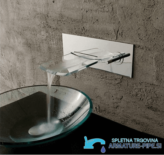 Rubinetto lavabo EYN 0359 con bocca in vetro e finitura cromata lucida