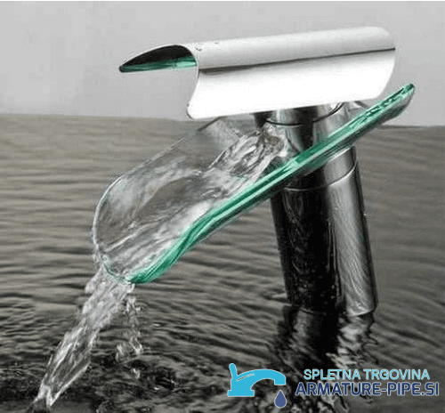 Miscelatore lavabo EYN 5007 cromato con bocca trasparente in vetro