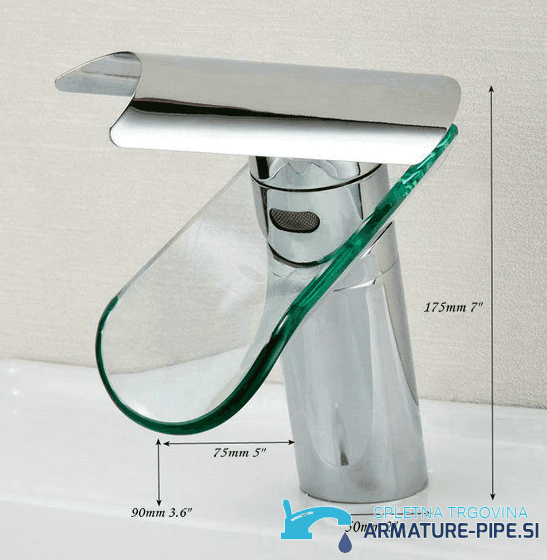 Dimensioni del miscelatore lavabo EYN 5007: altezza 175 mm e bocca alta 90 mm