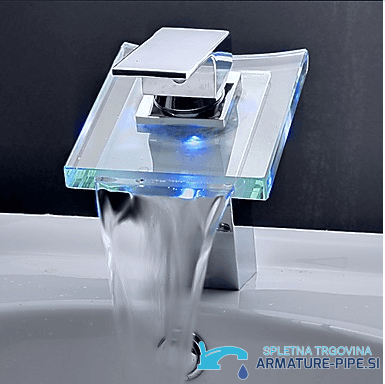Rubinetto bagno a cascata EYN cq0812 in cromo lucido con lastra in vetro