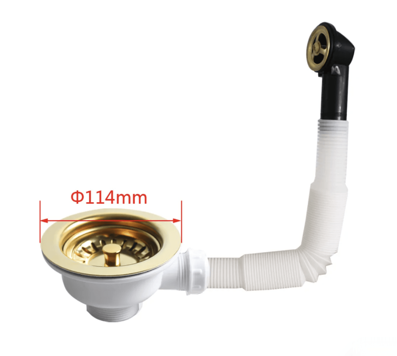 Piletta dorata EYN GBP1504 con troppopieno e diametro di 114 mm