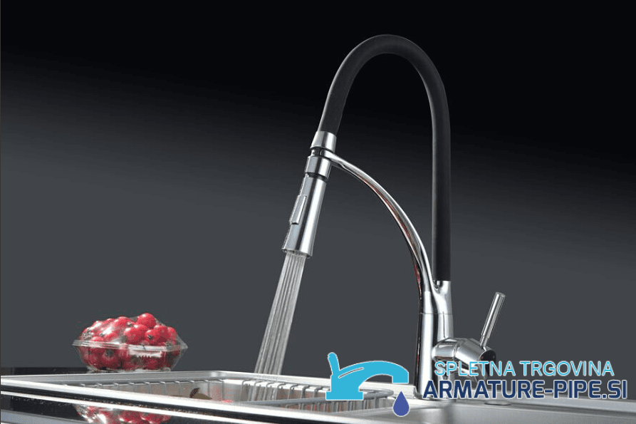 Miscelatore da cucina EYN KC46919 con doccetta estraibile, LED e finiture multiple in nero opaco e cromo KC46919 — 1
