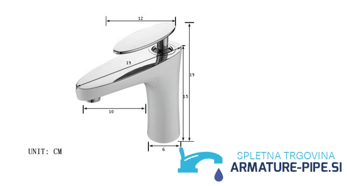 Disegno tecnico del rubinetto da bagno KP2353 cromato con misure