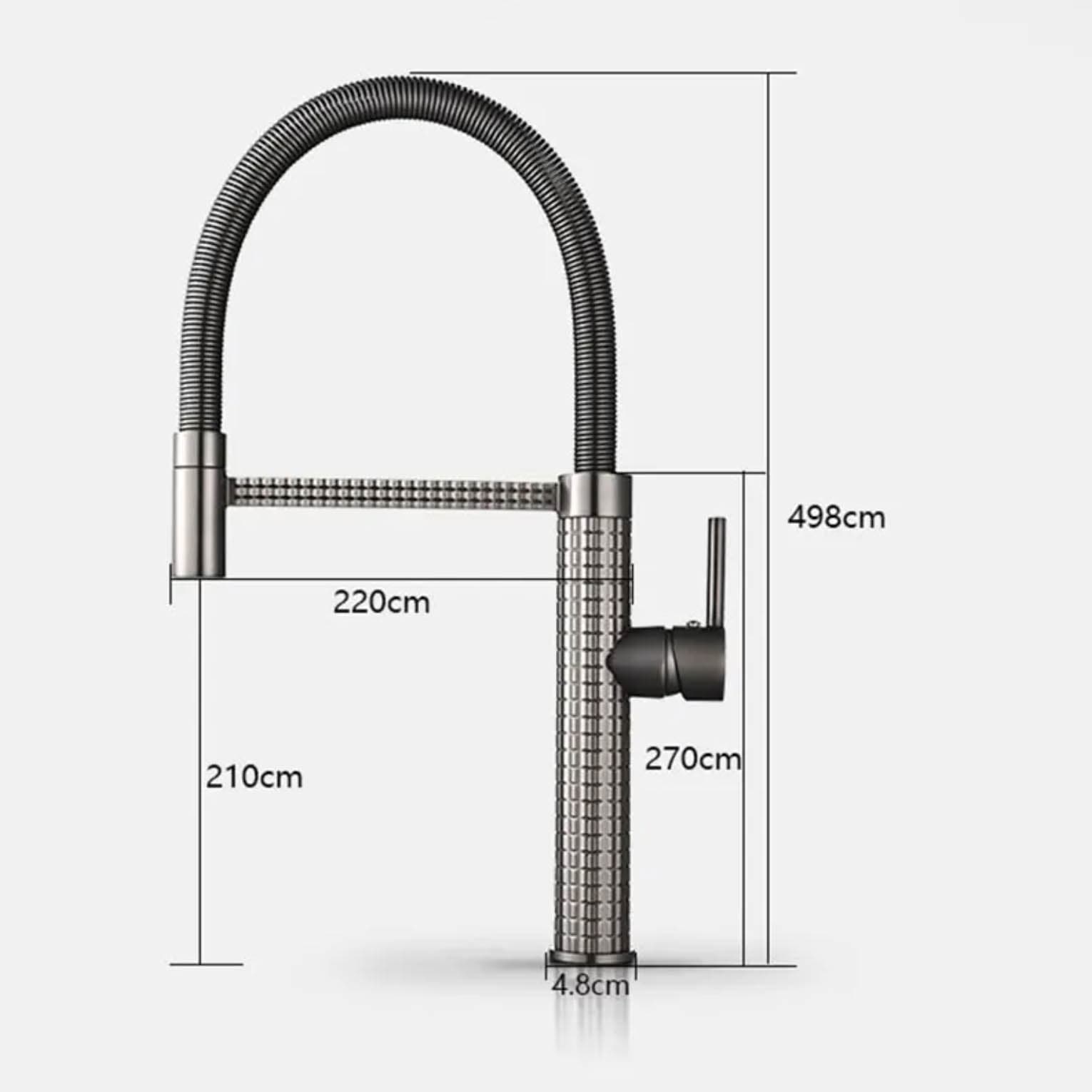 Disegno tecnico del miscelatore da cucina ELITE EDITION KS1220 con doccetta e quote dimensionali