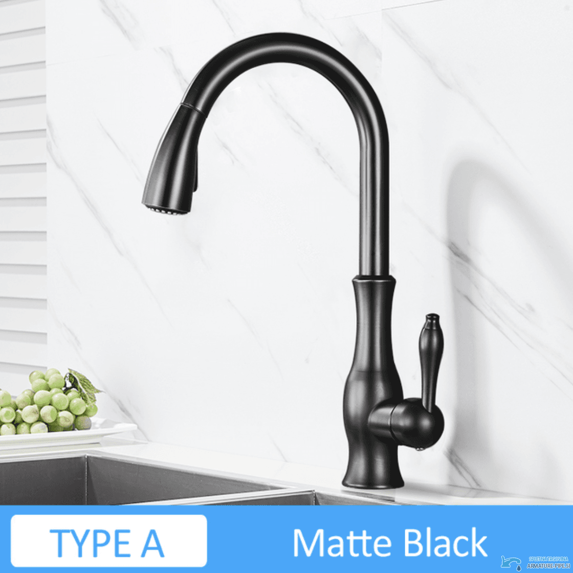 Rubinetto da cucina EYN KZI5517 in ottone con doccetta estraibile e LED, in più finiture tra cui nero opaco e cromo KZI5517 — 1