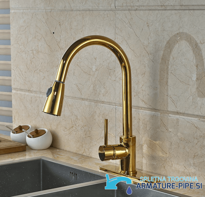 Miscelatore cucina estraibile KZI6168 dal look lussuoso in oro lucido
