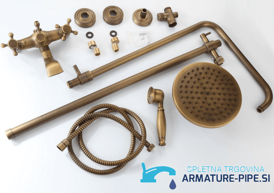 Sistema doccia antico NSB76437 con finitura in ottone anticato