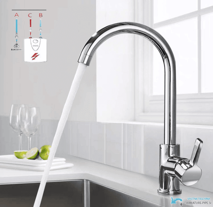 Rubinetto da cucina a bassa pressione NT1311 cromato per boiler